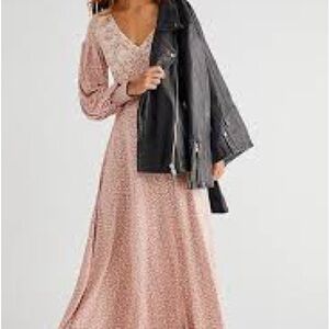 Free People Love Story Pink Long Sleeve Maxi Dress